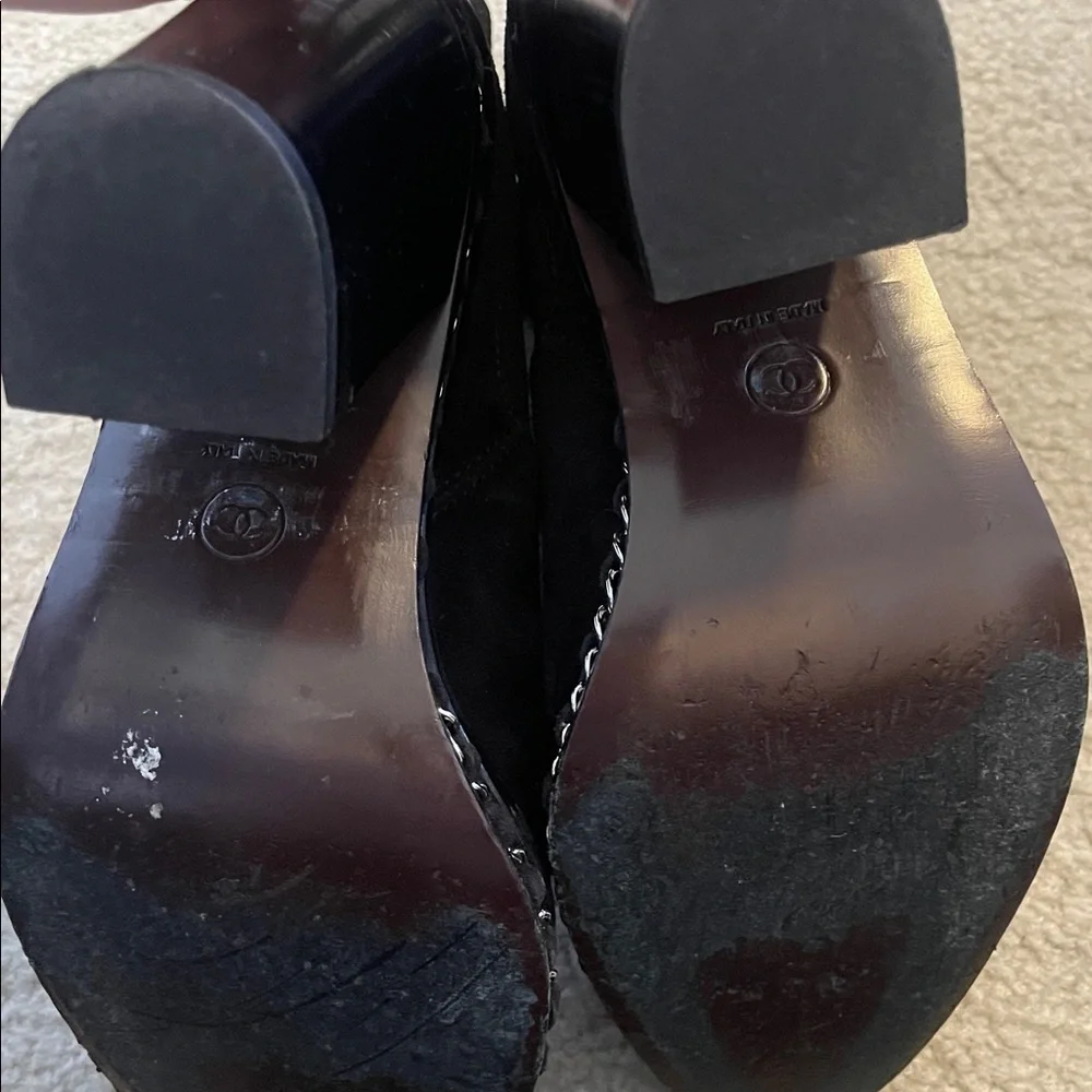 CHANEL Black Suede Ankle Boots